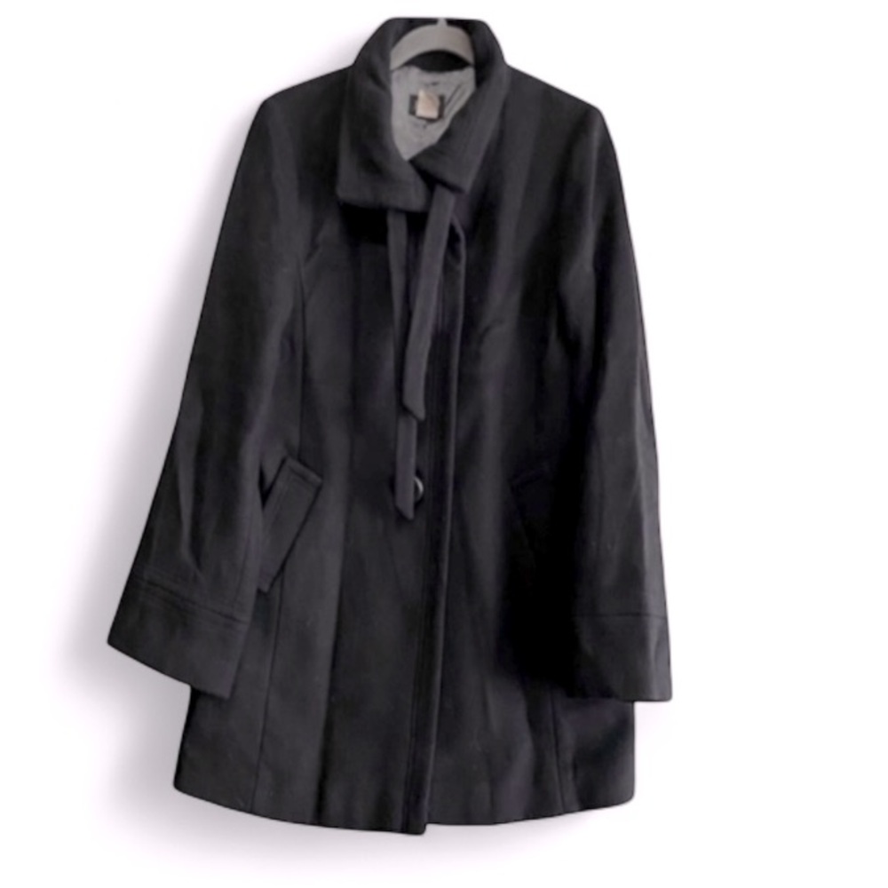 J. CREW Wool Cashmere Blend Black Mock Neck Coat Size 10